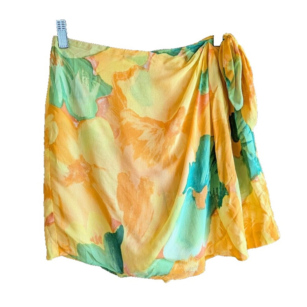 Vintage Y2K Cache Skort Wrap Skirt 6 Floral Tropical Beach Hawaii Resort Travel